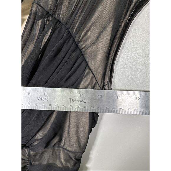 VTG Jodi California Babydoll Midi Dress 7/8 Rouched Black Sheer Whimsigoth Y2K‎ - Picture 10 of 10